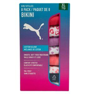 Puma Girl's Pink Multicolour Bikini Underwear | 8 Pack | Size XLarge